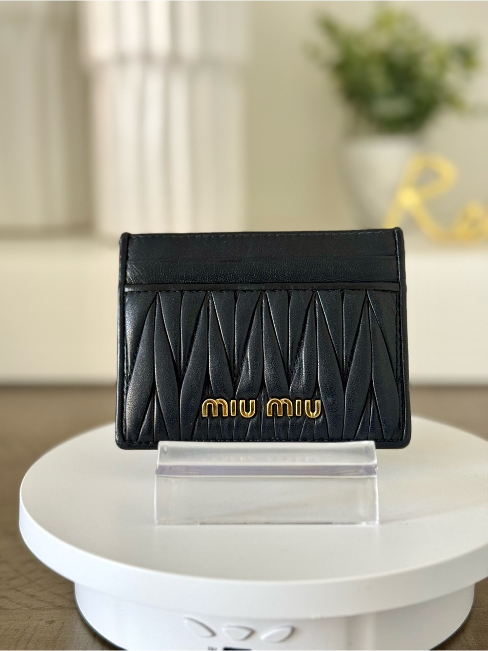 Miu Miu Black Matelassé Card Case